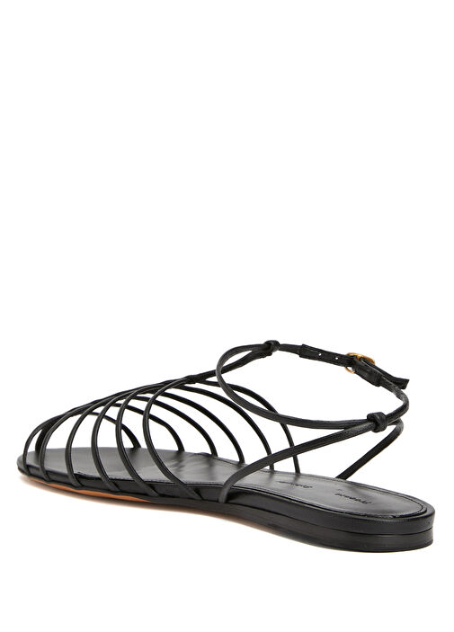 Tee Cage Siyah Kadın Deri Sandalet - Görsel 4