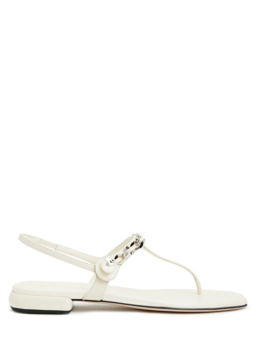 Beyaz Kadın Deri Sandalet - Görsel 2