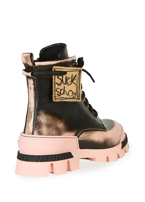 Boson Siyah Pembe Çocuk Deri Bot - Görsel 4