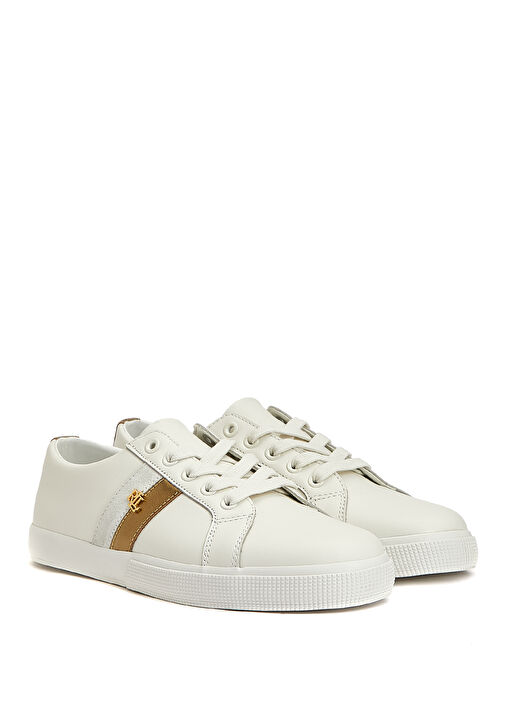 Beyaz Gold Kadın Deri Sneaker - Görsel 3