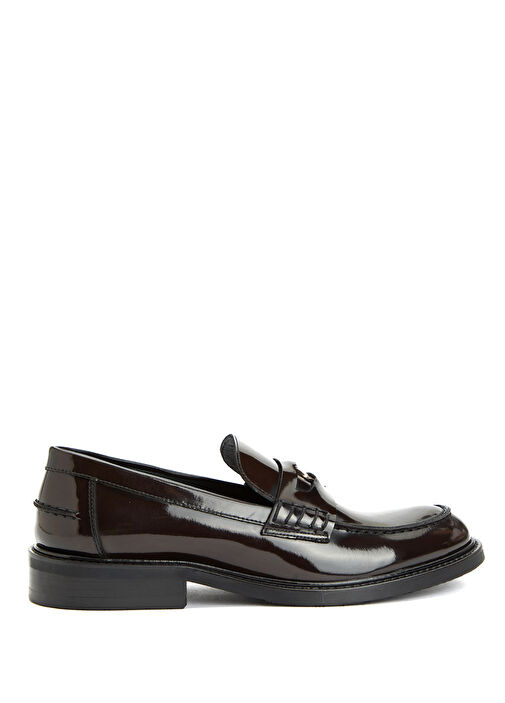 Kahverengi Kadın Tokalı Deri Loafer - Görsel 2