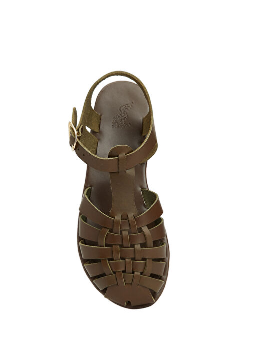 Haki Kadın Deri Sandalet - Görsel 5