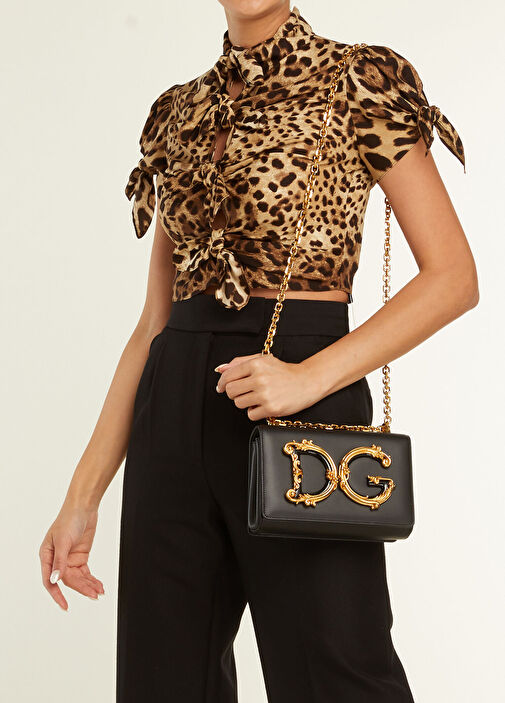 Dolce&Gabbana Siyah Kadın Dg Girls Siyah Kadın Deri Çapraz Çanta