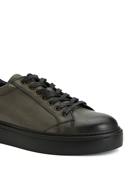 Antrasit Erkek Deri Sneaker - Görsel 7