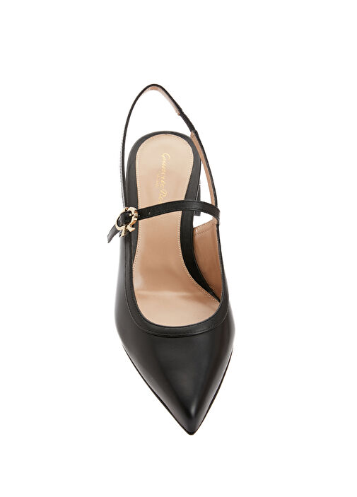 Vitello Siyah Deri Topuklu Ayakkabı - Görsel 5
