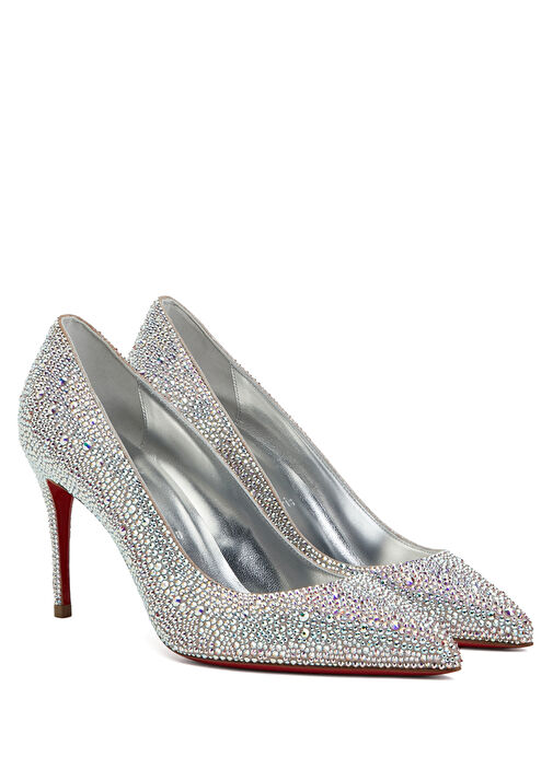 Kate Silver Taşlı Deri Stiletto - Görsel 3