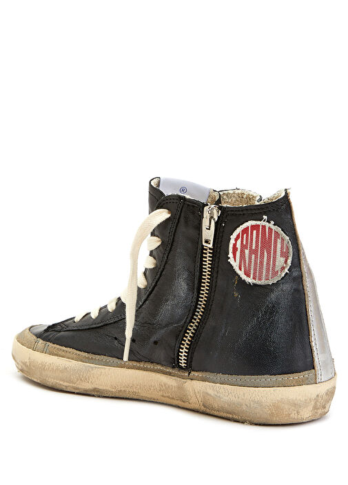 Siyah Eskitme Dokulu Kadın Sneaker - Görsel 4