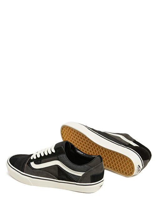 Old Skool Patchwork Siyah Kadın Deri Sneaker - Görsel 5