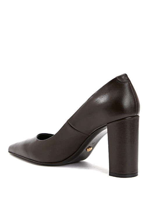 Kahverengi Kadın Deri Topuklu Ayakkabı - Görsel 4