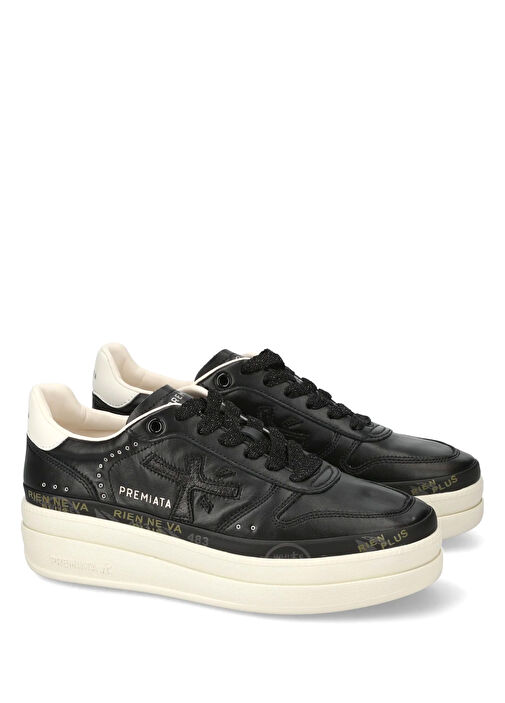 Micol Siyah Beyaz Kadın Deri Sneaker - Görsel 3