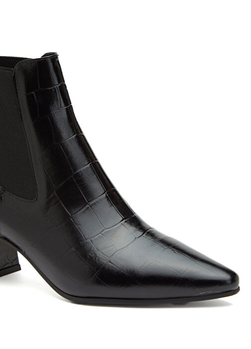 Siyah Krokodil Desenli Kadın Deri Bot - Görsel 7