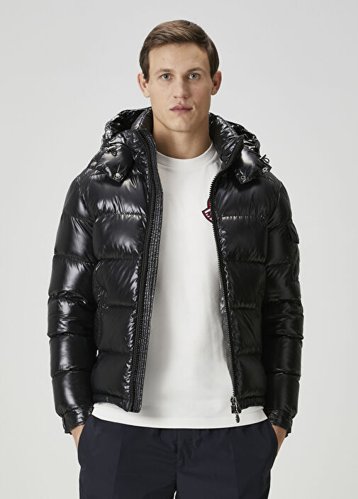 Moncler - Siyah Kapüşonlu Puff Mont - Siyah