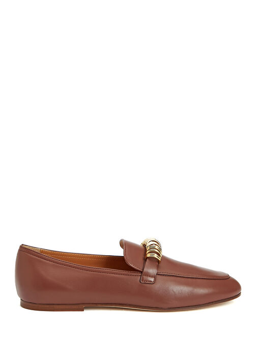 Taba Metal Halka Detaylı Kadın Deri Loafer - Görsel 2