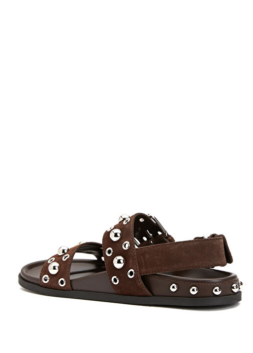 Kahverengi Kadın Deri Sandalet - Görsel 4