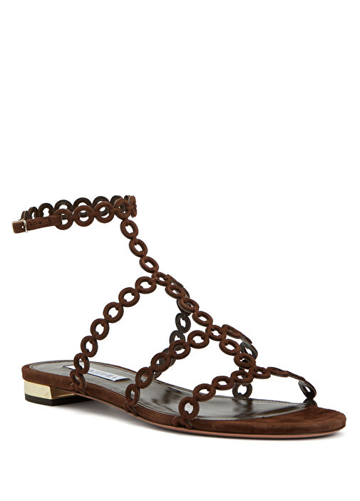 Infinity Chain Kahverengi Kadın Deri Sandalet - Görsel 3