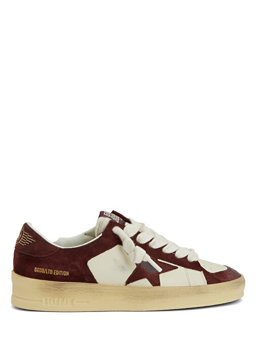 Stardan Beyaz Bordo Kadın Deri Sneaker - Görsel 2