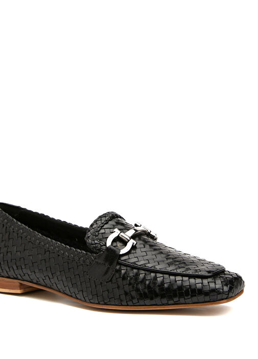 Siyah Kadın Deri Loafer - Görsel 7