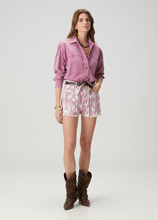 Etoile Isabel Marant - Lesia Pink Patterned Denim Shorts