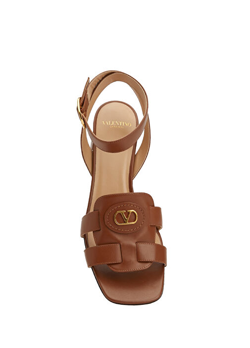 Taba Logo Detaylı Kadın Deri Sandalet - Görsel 5