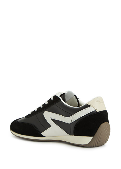 Retro Siyah Beyaz Kadın Deri Sneaker - Görsel 4