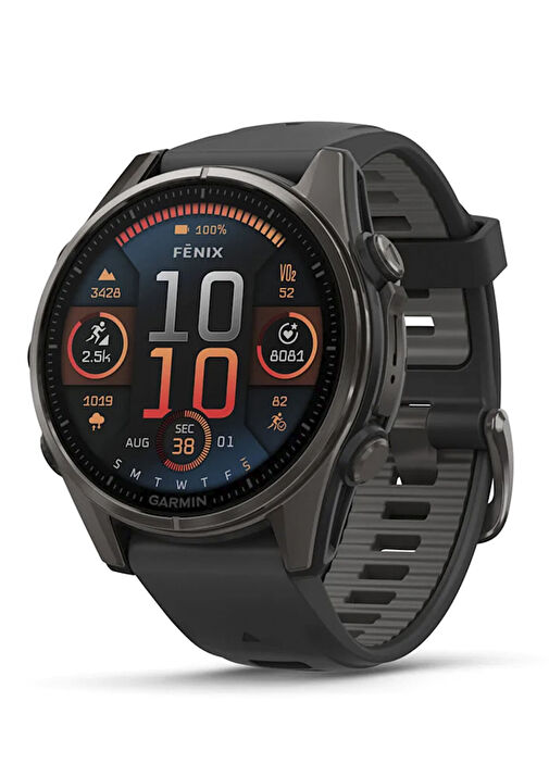 Garmin - Fenix 8 AMOLED Sapphire DLC Titanyum 43mm Silikon Kayışlı