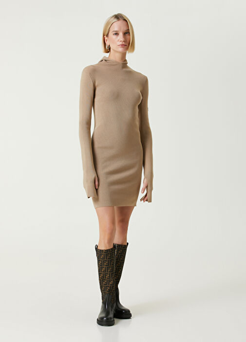 【送関込】FENDI☆fitted mini dress with hood Fendi - Beige Hooded Mini Wool Dress