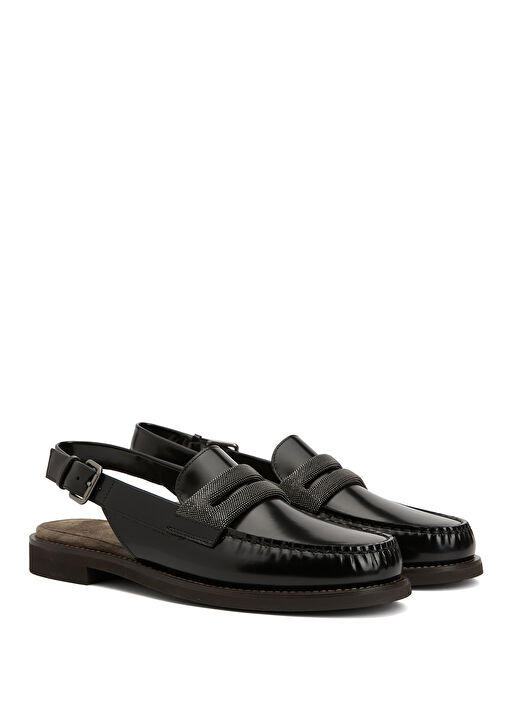 Siyah Kadın Deri Loafer - Görsel 3