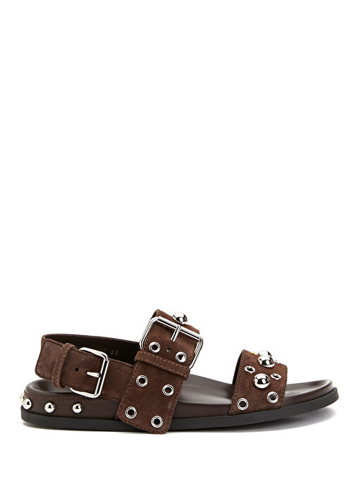 Kahverengi Kadın Deri Sandalet - Görsel 2