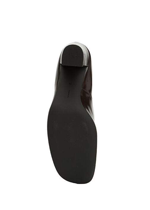 Koyu Kahverengi Deri Topuklu Ayakkabı - Görsel 6