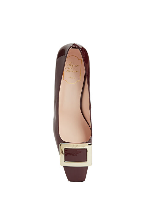 Bordo Deri Topuklu Ayakkabı - Görsel 5