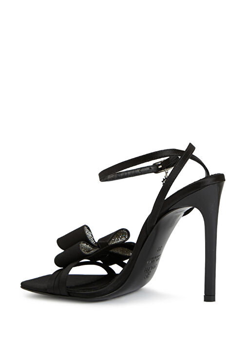 Siyah Kadın Saten Sandalet - Görsel 4