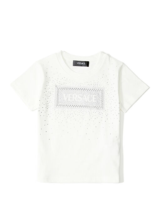 90S Vintage Crystal Logo White Girls T-Shirt