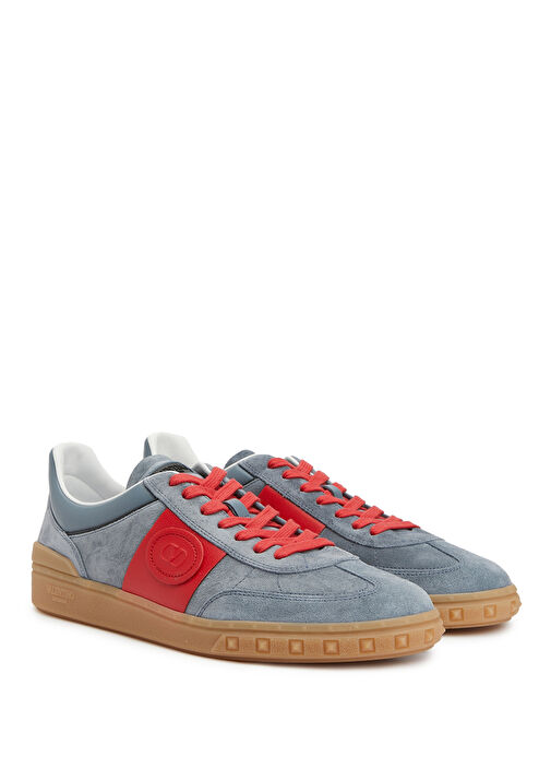 Gri Kırmızı Erkek Deri Sneaker - Görsel 3