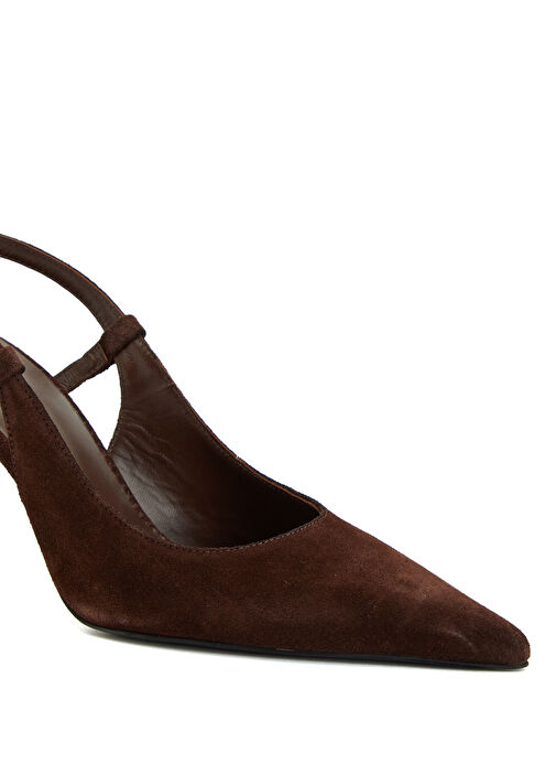 Kahverengi Süet Deri Topuklu Ayakkabı - Görsel 7