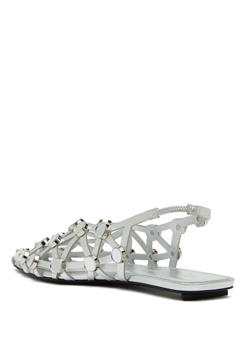 Grid Silver Kadın Deri Sandalet - Görsel 4