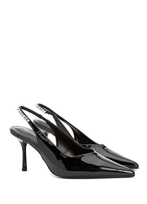 Siyah Taşlı Topuklu Ayakkabı - Görsel 3