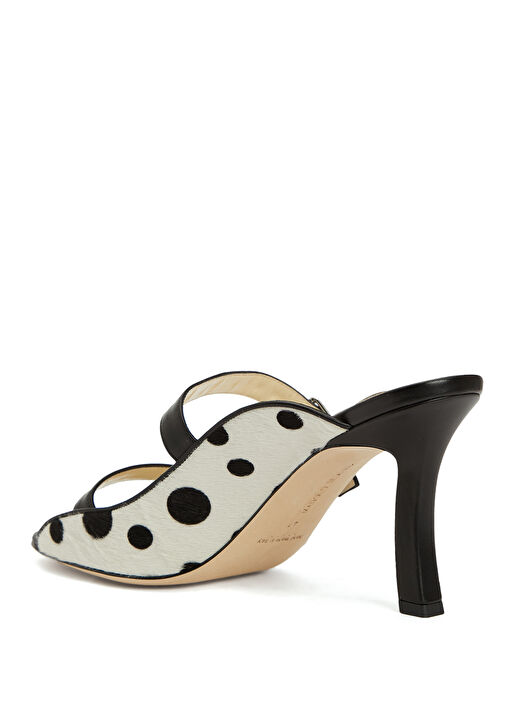 Siyah Beyaz Kadın Deri Terlik - Görsel 4