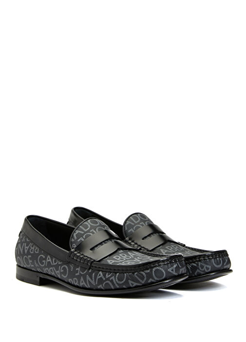Siyah Logo Baskılı Erkek Loafer - Görsel 3
