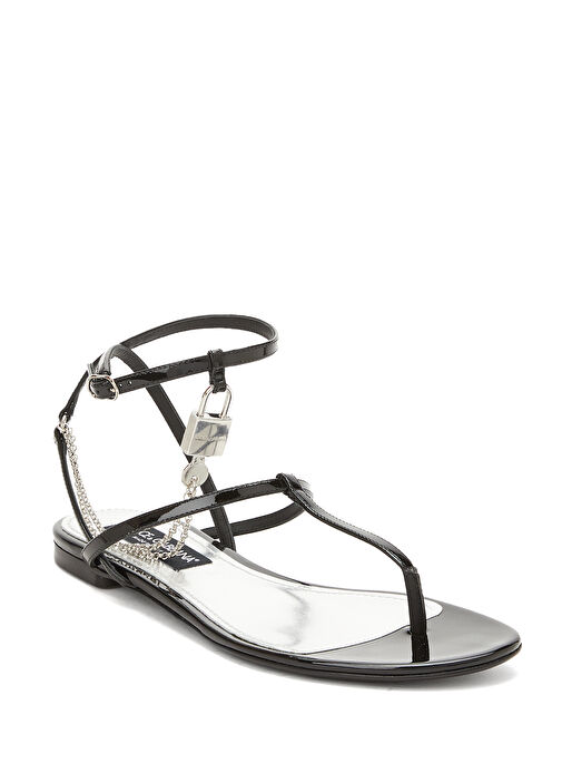 Siyah Kadın Deri Sandalet - Görsel 3