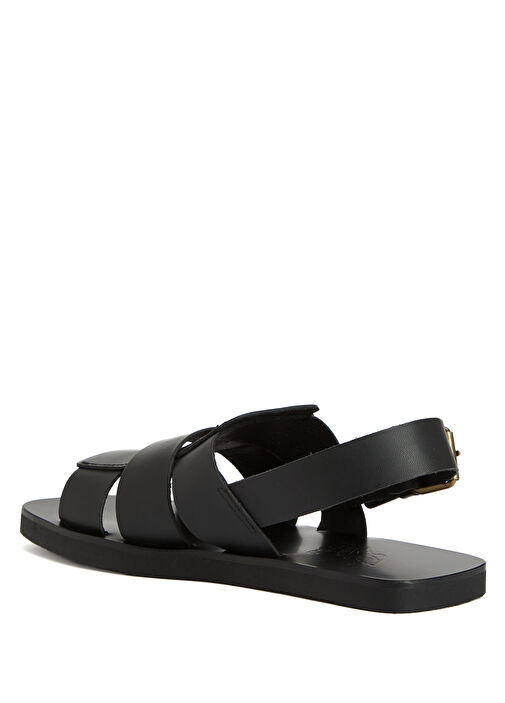 Siyah Erkek Deri Sandalet - Görsel 4