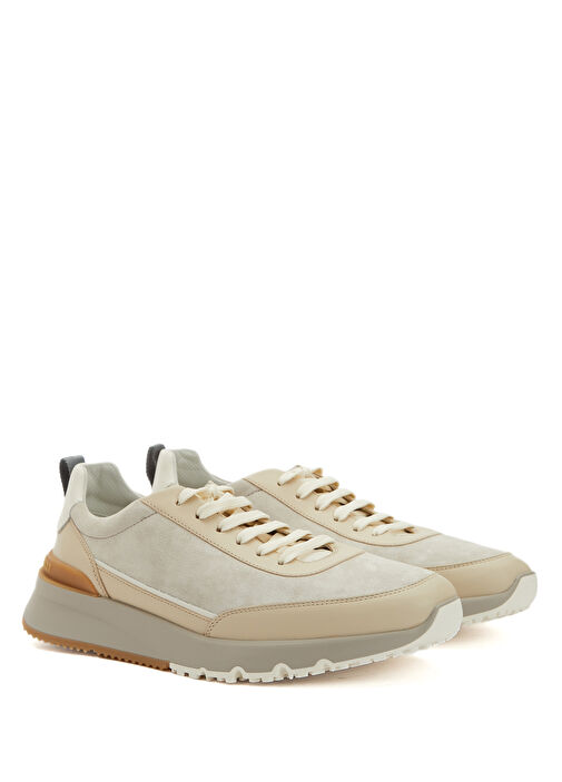 Ekru Erkek Deri Sneaker - Görsel 3