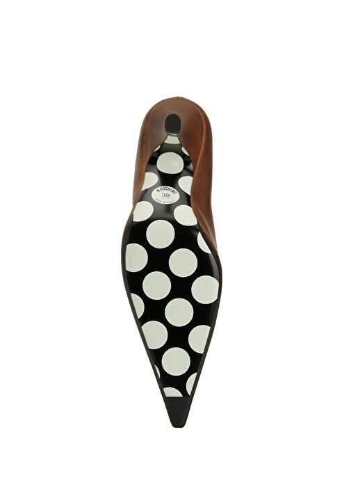 Kahverengi Deri Topuklu Ayakkabı - Görsel 6