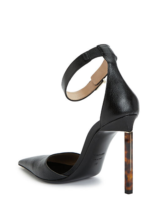 Siyah Deri Topuklu Ayakkabı - Görsel 4