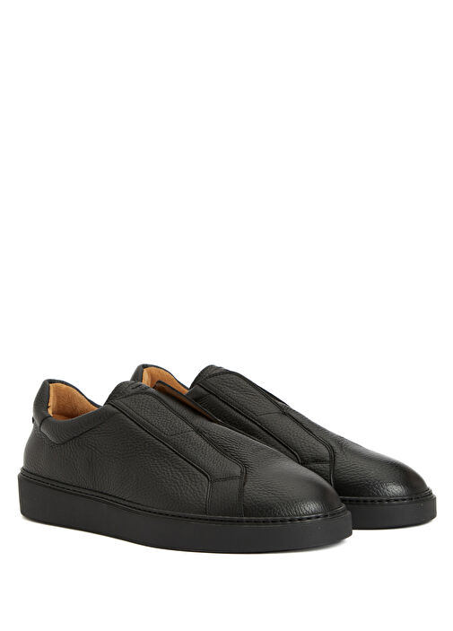 Siyah Erkek Deri Sneaker - Görsel 3