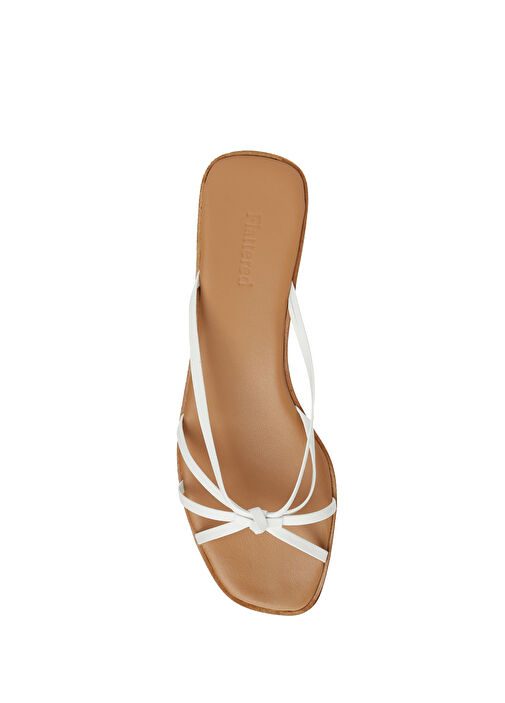 Mimosa Beyaz Kadın Deri Terlik - Görsel 5