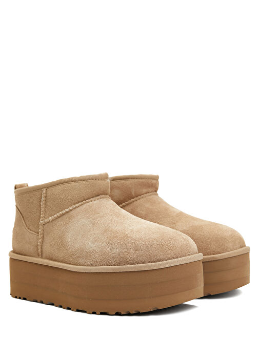靴 UGG Classic Ultra Mini Platform 24cm Ugg - Classic Ultra Mini Platform Bej Kadın Deri Bot - Koyu Bej
