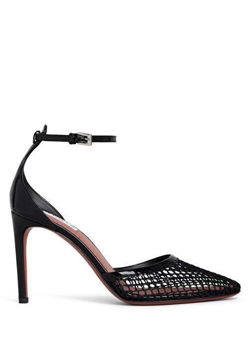Siyah File Dokulu Topuklu Ayakkabı - Görsel 2
