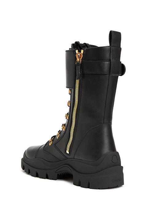 Siyah Logolu Kadın Deri Bot - Görsel 4