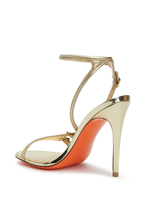 Gold Mikro Taşlı Kadın Sandalet - Görsel 4