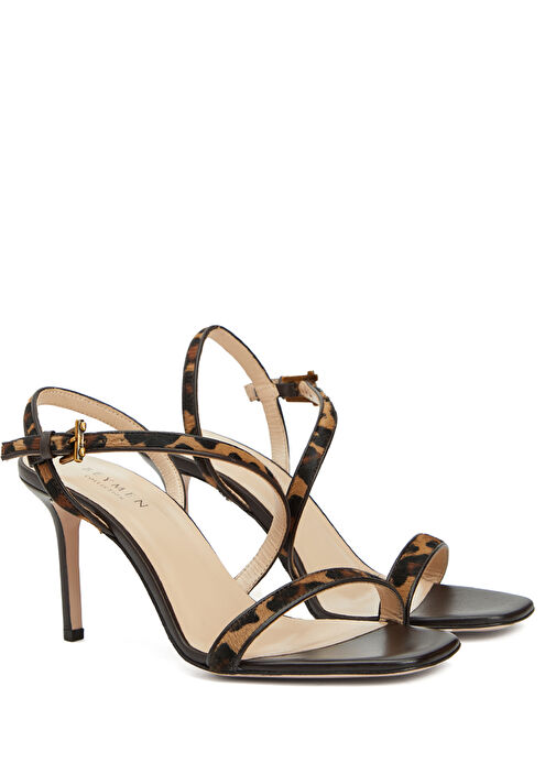 Leopar Bantlı Kadın Deri Sandalet - Görsel 3